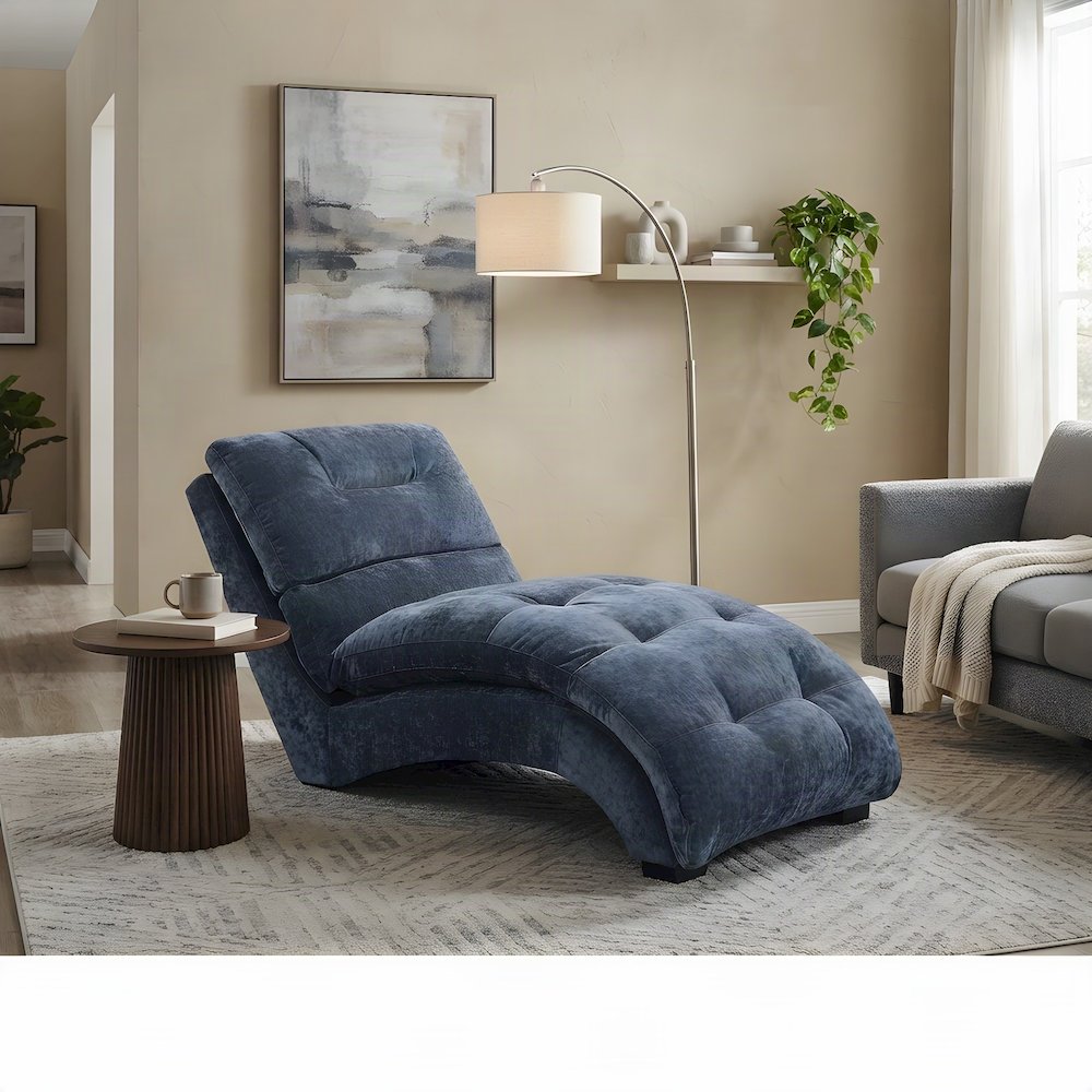 Polyester Chaise Lounge Chair Indoor, Oversized Lounger for Adults, Slate