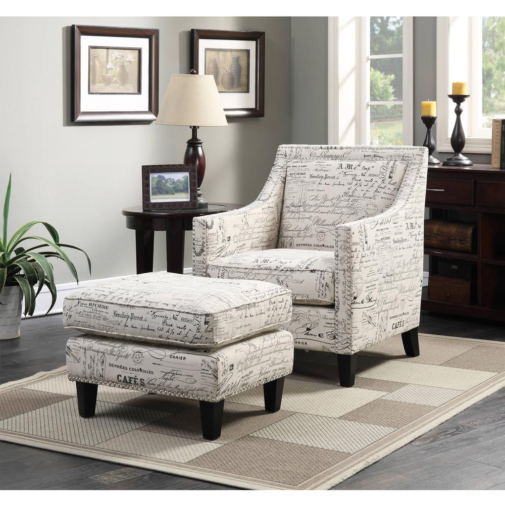 Emery French Script Chair & Ottoman