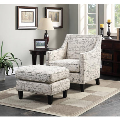 Emery French Script Chair & Ottoman