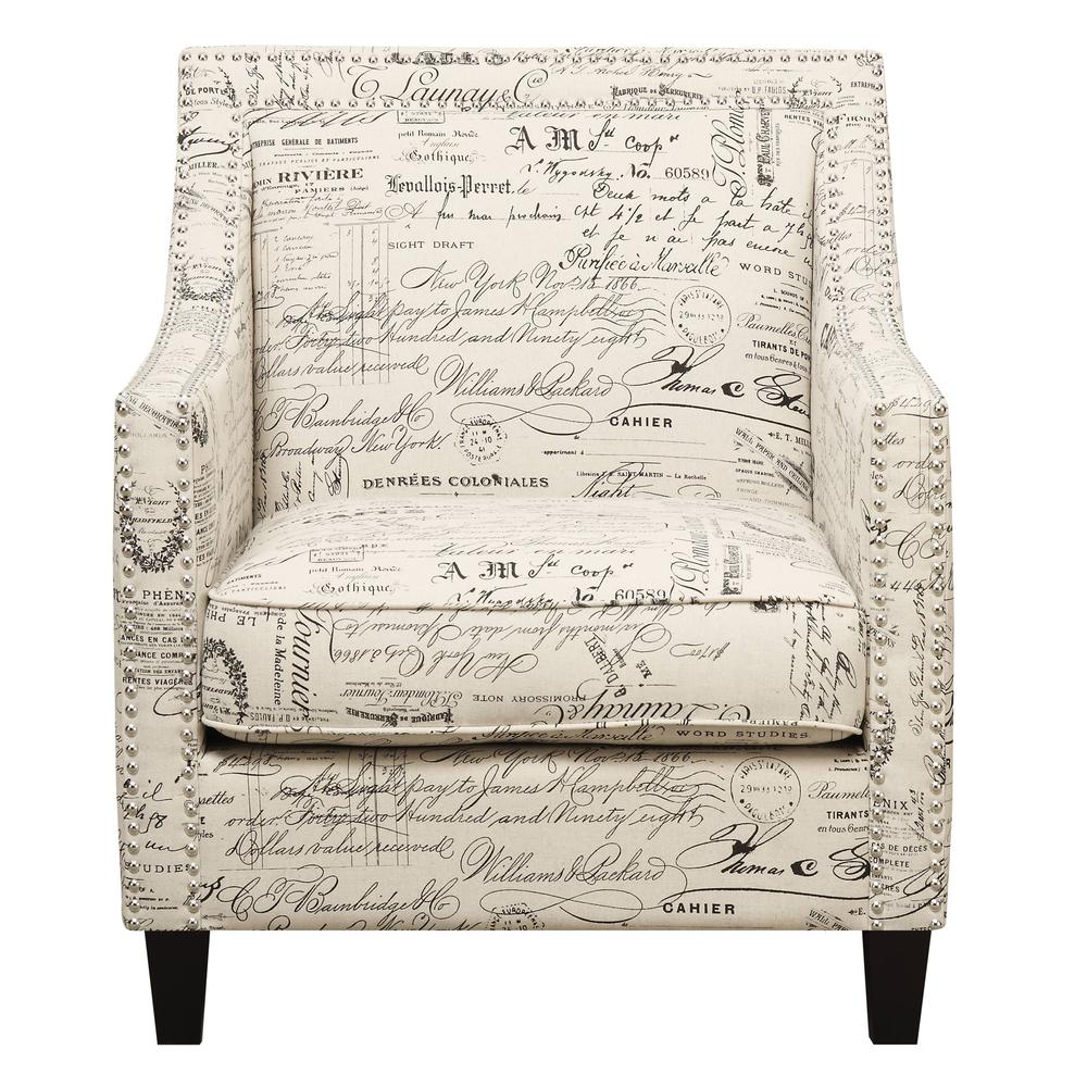Emery French Script Chair & Ottoman