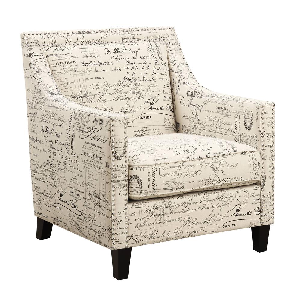 Emery French Script Chair & Ottoman