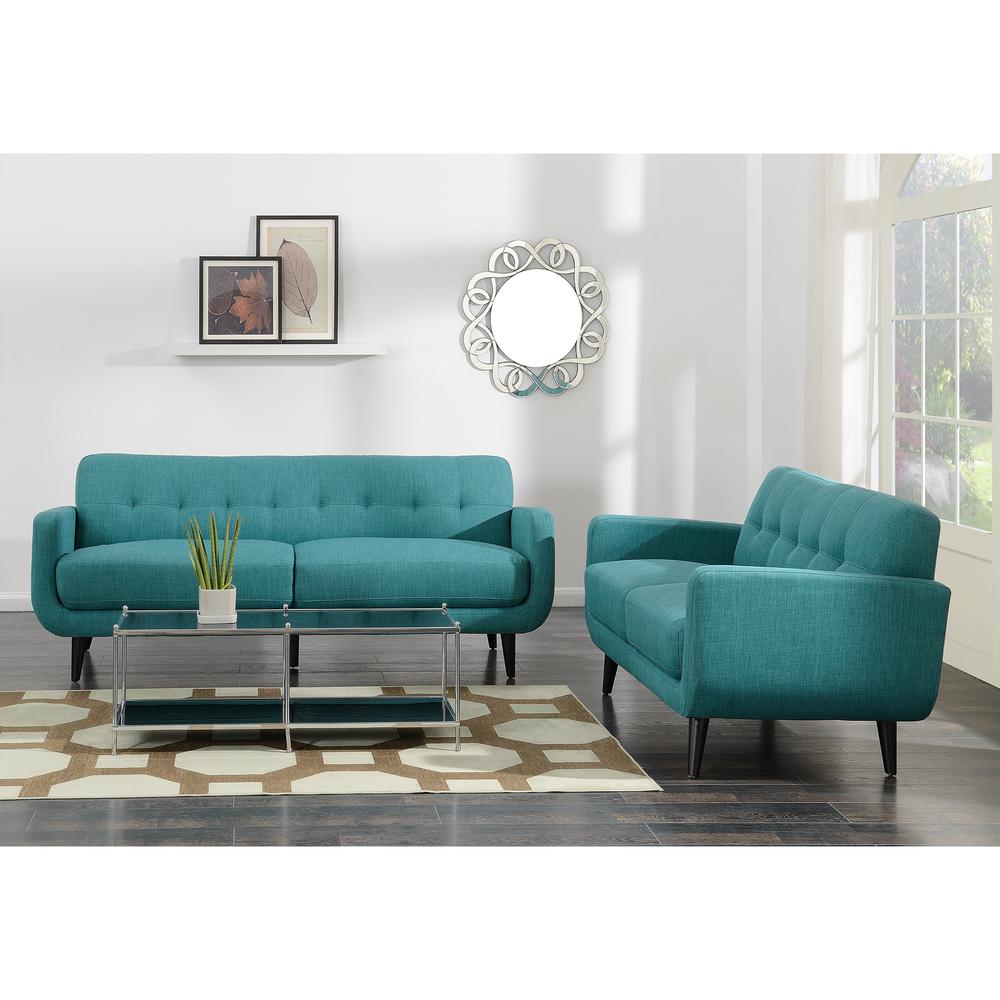 Hailey Sofa & Loveseat Set in Teal