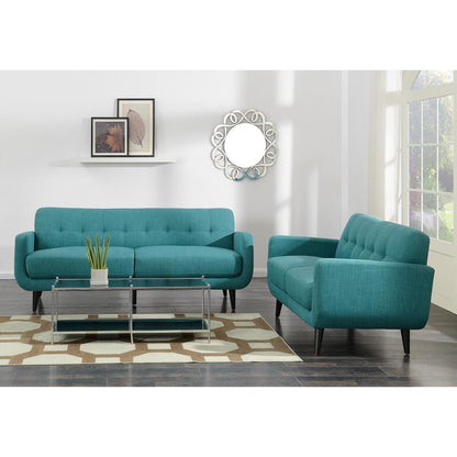 Hailey Sofa & Loveseat Set in Teal