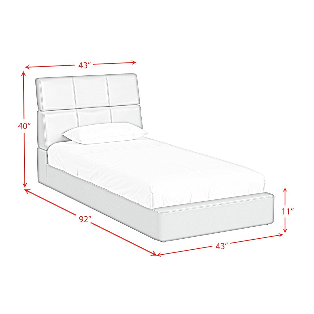 Booker Twin Bed in Grey PU