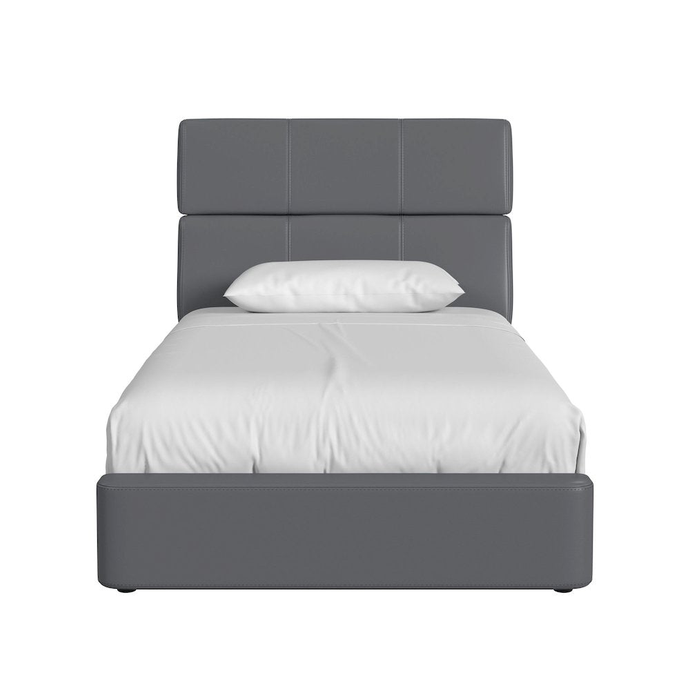 Booker Twin Bed in Grey PU