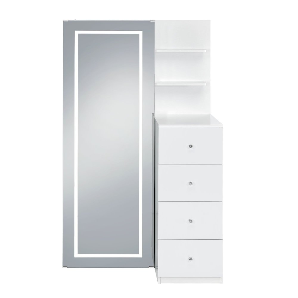 Alberta  Floor Mirror With Storage in White