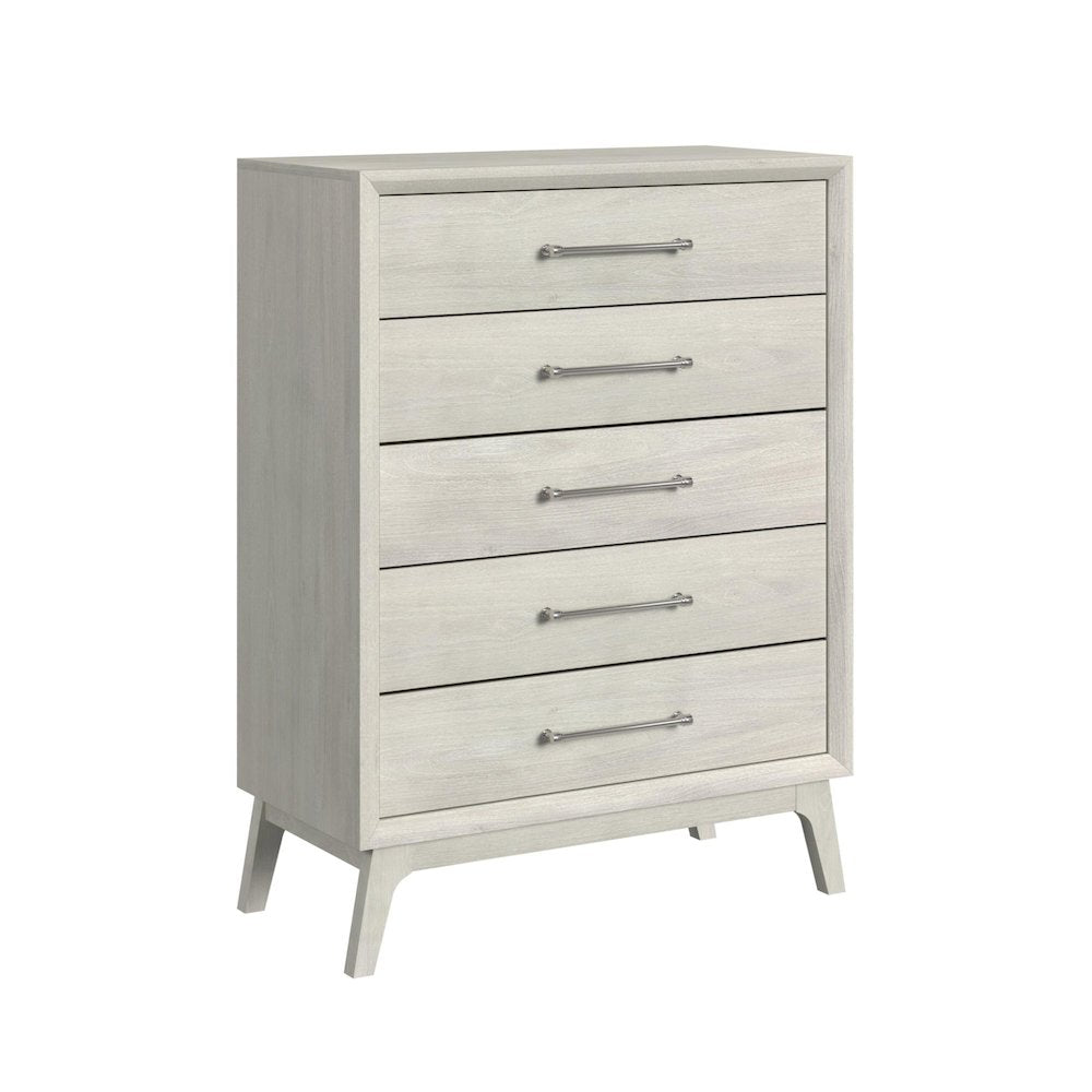 Clare Twin UPH 5PC Bedroom Set with Grey Fabric in Almond