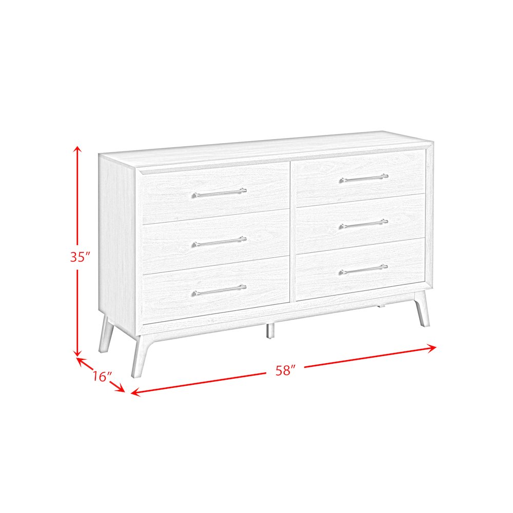 Clare 6-Drawer Dresser in Almond