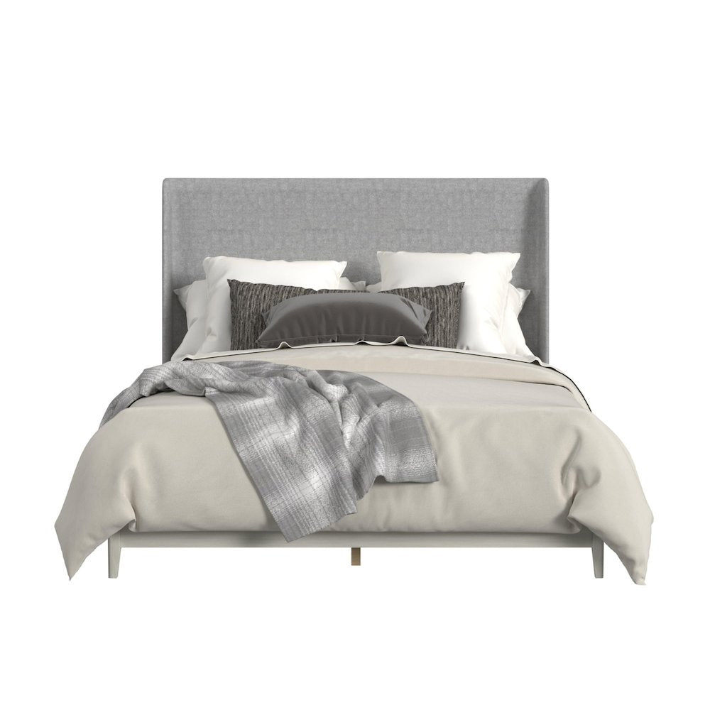Clare King UPH Bed with Grey Fabric in Almond