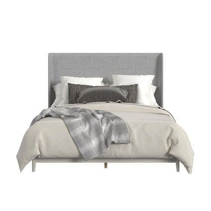 Clare King UPH Bed with Grey Fabric in Almond