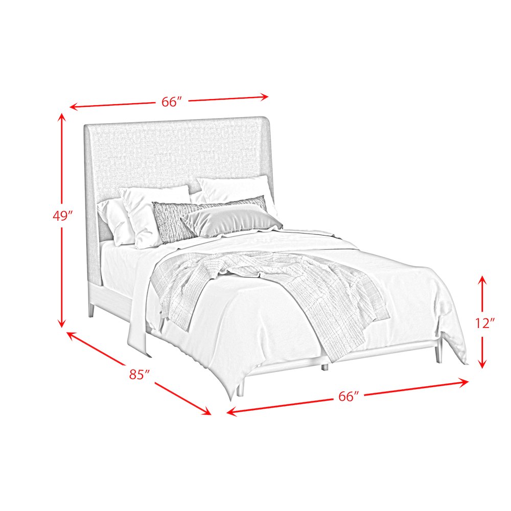 Clare Queen UPH 5PC Bedroom Set with Grey Fabric in Almond