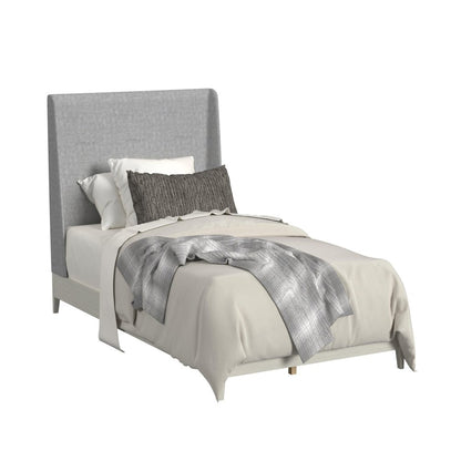 Clare Twin UPH 5PC Bedroom Set with Grey Fabric in Almond