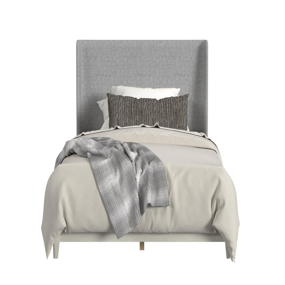 Clare Twin UPH Bed with Grey Fabric in Almond