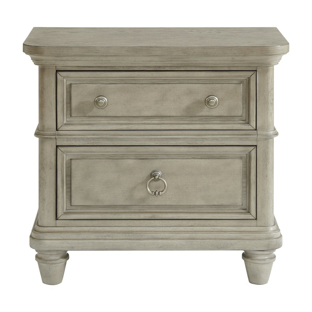 Emiko 2-Drawer Nightstand with USB in Light Grey