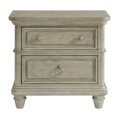 Emiko 2-Drawer Nightstand with USB in Light Grey