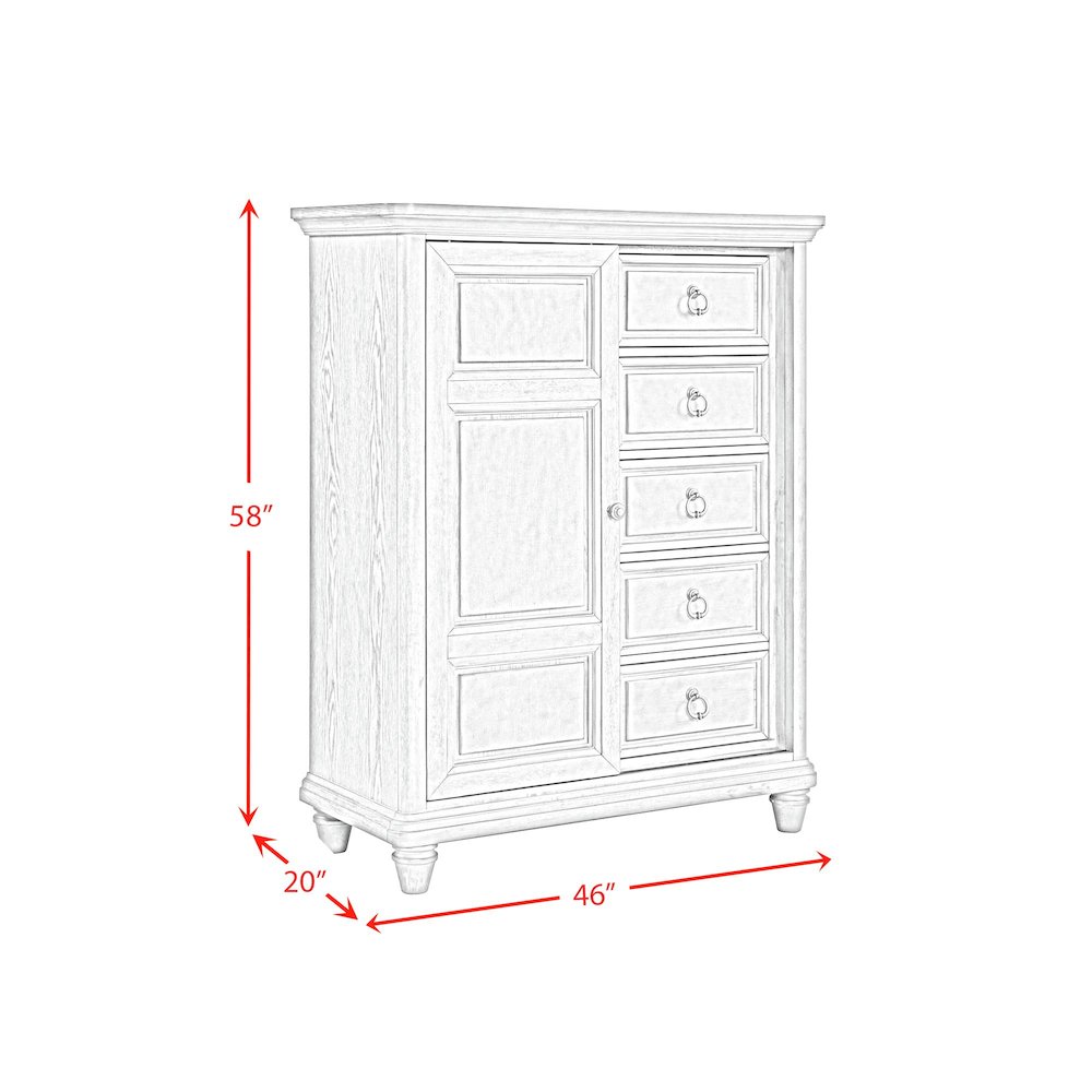 Emiko 5-Drawer Door Chest in Light Grey