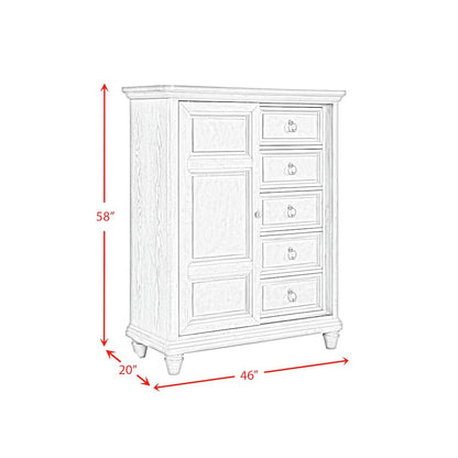Emiko 5-Drawer Door Chest in Light Grey