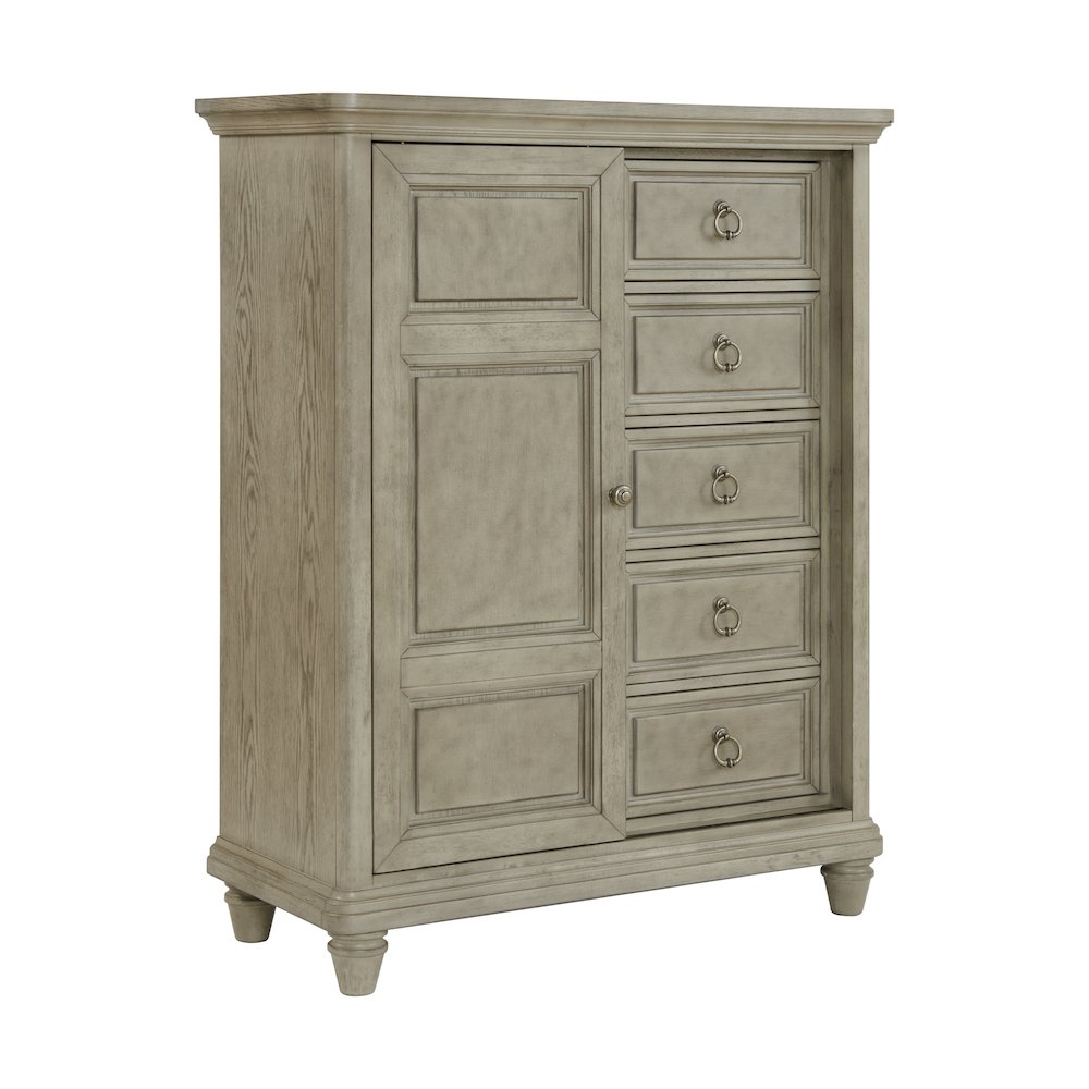 Emiko 5-Drawer Door Chest in Light Grey