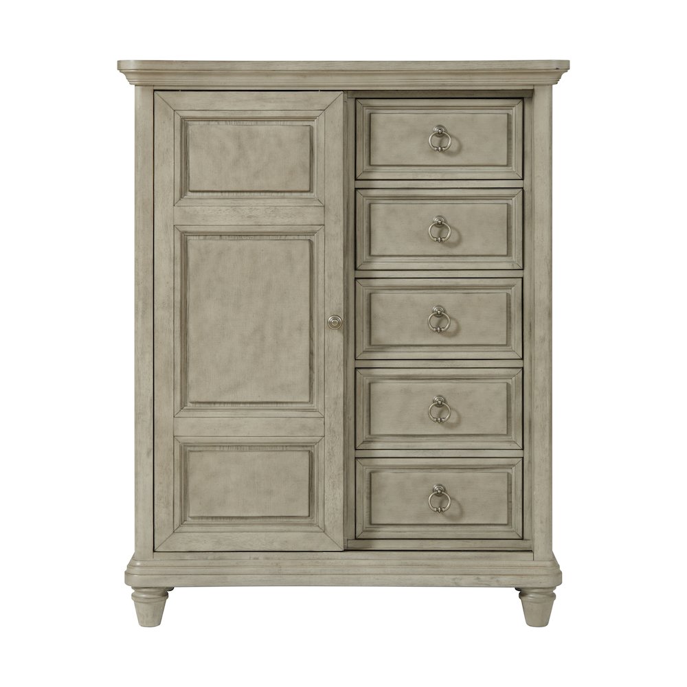 Emiko 5-Drawer Door Chest in Light Grey