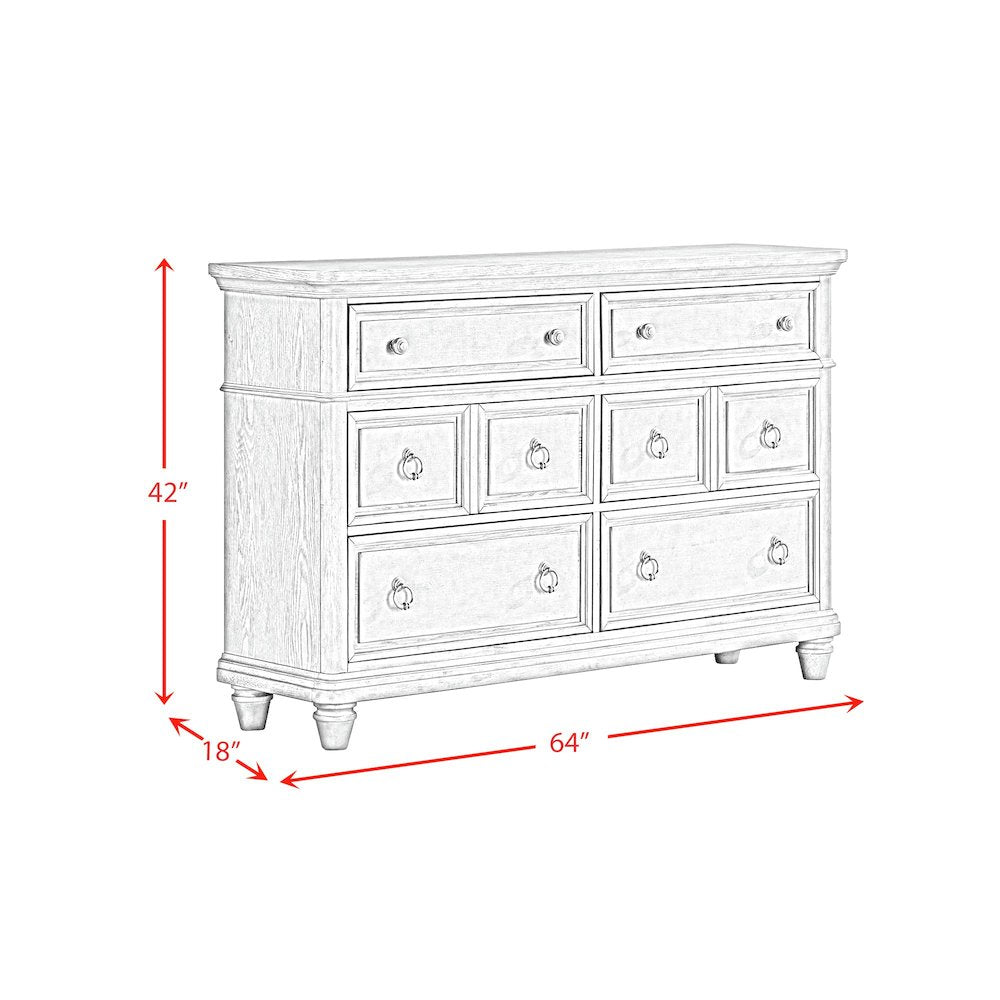 Emiko 6-Drawer Dresser in Light Grey