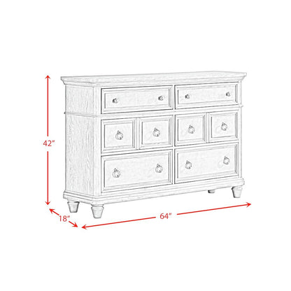 Emiko 6-Drawer Dresser in Light Grey