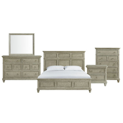 Emiko King Panel 5PC Bedroom Set in Light Grey