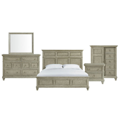 Emiko King Panel 5PC Bedroom Set with Door Chest in Light Grey