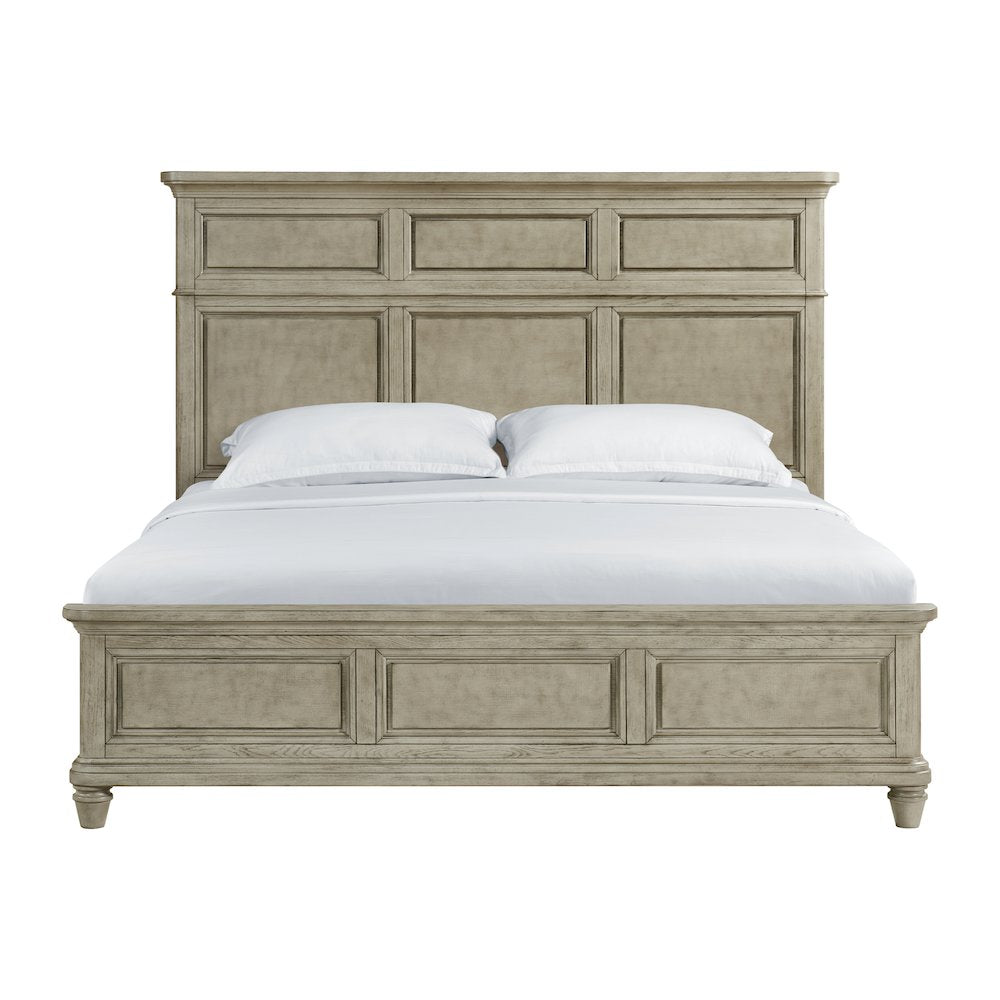 Emiko King Panel Bed in Light Grey