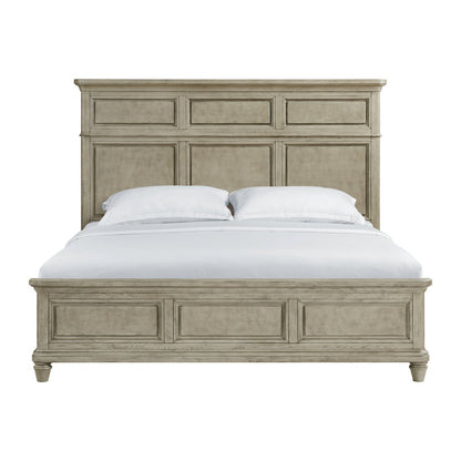 Emiko King Panel Bed in Light Grey