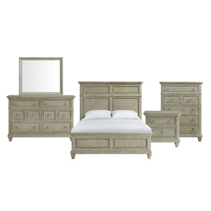 Emiko Queen Panel 5PC Bedroom Set in Light Grey