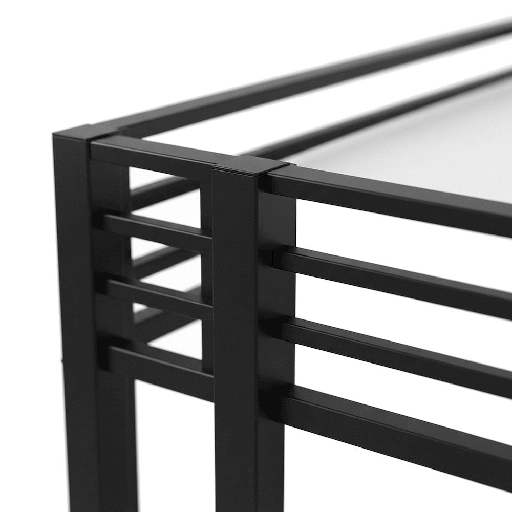 Full Loft Bed with Ladder, Industrial-Style Heavy Duty Frame for Kids, Black