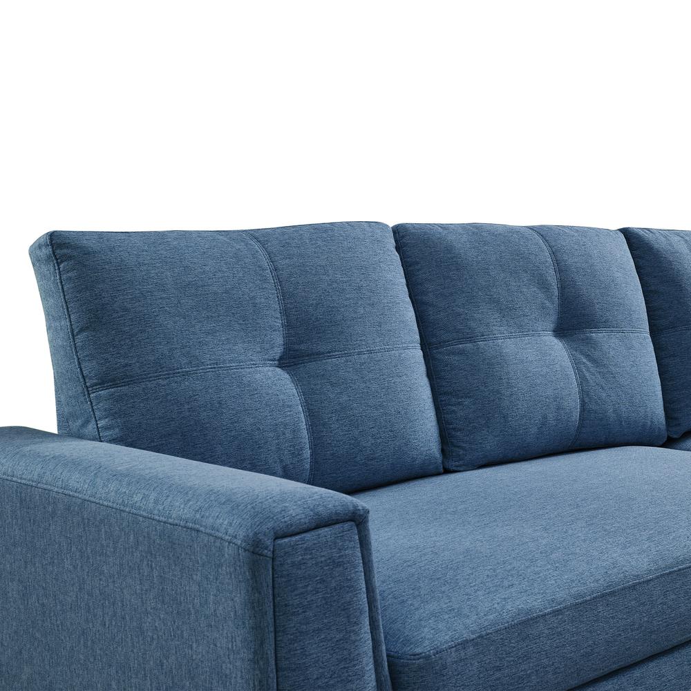 Tufted Sectional Chaise Sofa Sleeper with Storage in Blue