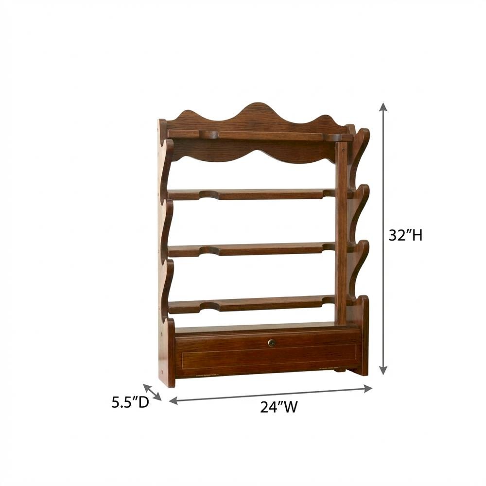 Wood Gun Wall Rack with Locking Storage Compartment for Security