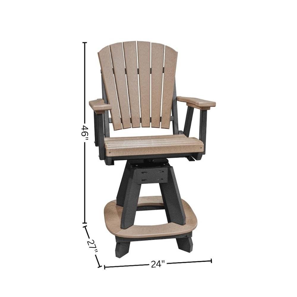 Counter Height Swivel Chair, Cedar, Polyethylene, Fan Back