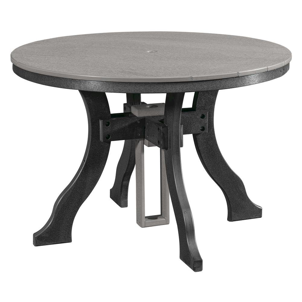 Round Dining Set, 5-Piece, All-Weather HDPE, Umbrella Hole, Gray