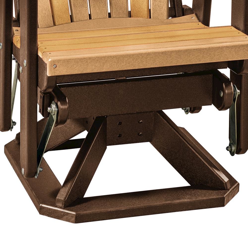 Fan Back Swivel Glider, Cedar Brown, Heavy Duty Polyethylene, Porch Seating