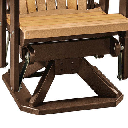 Fan Back Swivel Glider, Cedar Brown, Heavy Duty Polyethylene, Porch Seating