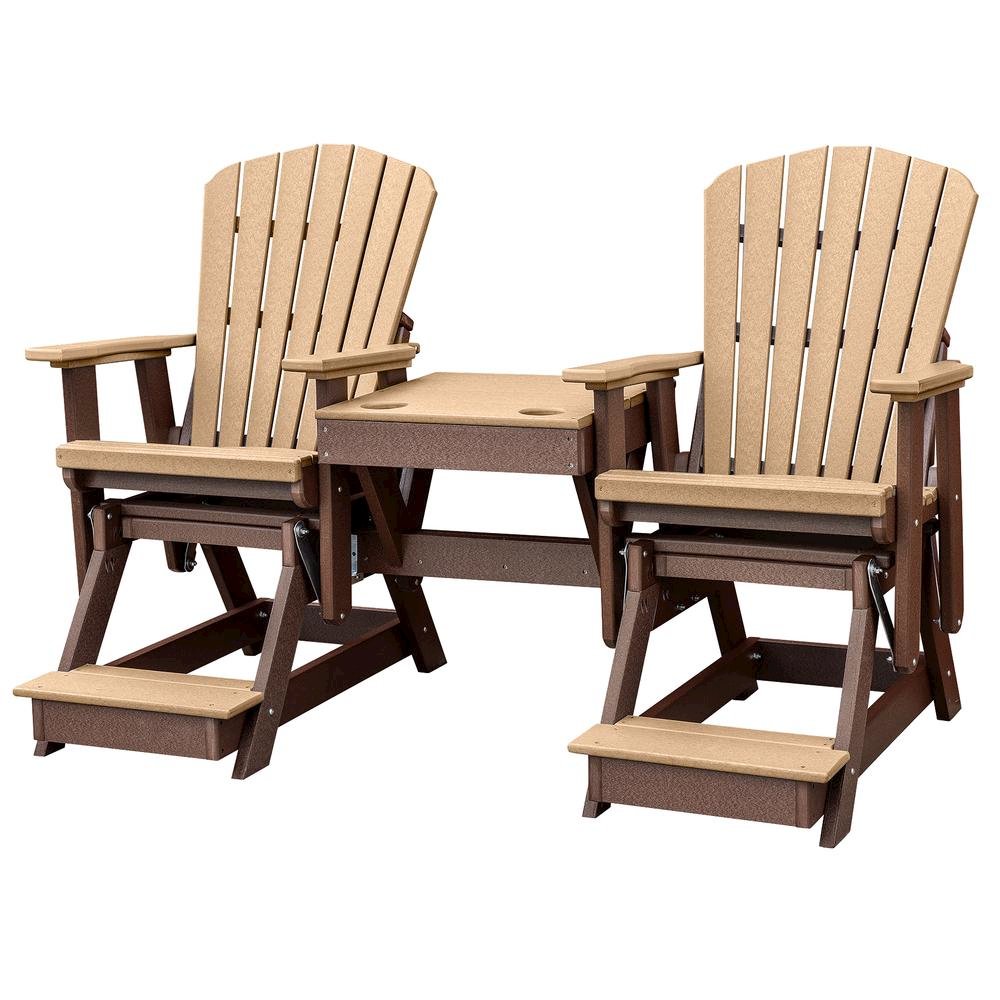 Double Balcony Height Glider, 2-Seater, Brown Center Table, Outdoor Seating