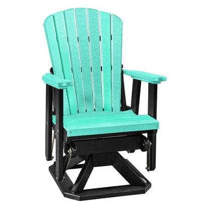 Fan Back Swivel Glider, Aruba Blue, Heavy Duty Polyethylene, Porch Seating