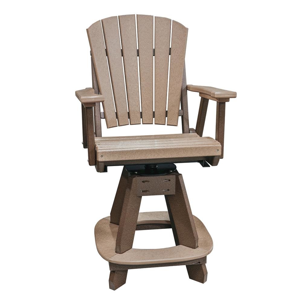 Square Counter Height Dining Set, 5-Piece, Brown HDPE, Patio Table, Foot Rest