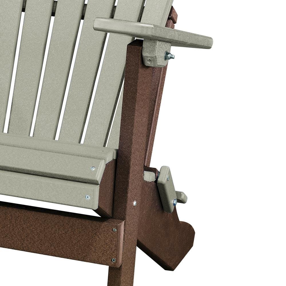 Fan Back Folding Adirondack Chair, Weatherwood Brown, Heavy Duty, Patio Seating