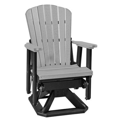 Fan Back Swivel Glider, Light Gray, Heavy Duty Polyethylene, Porch Seating