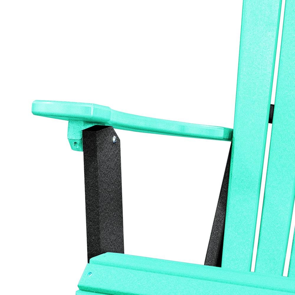 Fan Back Folding Adirondack Chair, Aruba Blue Black, Heavy Duty, Recycled Poly