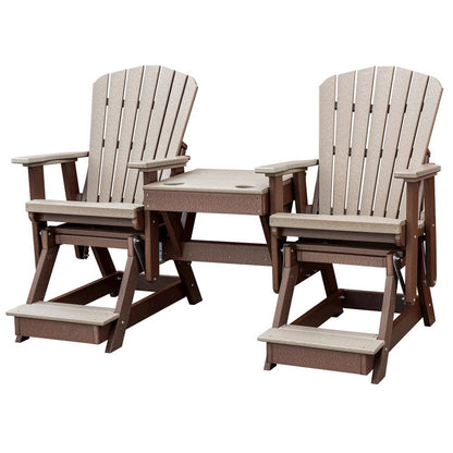 Double Glider Balcony Height, Brown 2-Seater, All-Weather Poly Lumber Furniture