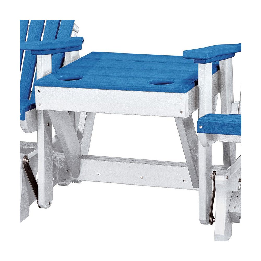Double Glider Bench with Table, Blue, Heavy Duty Poly