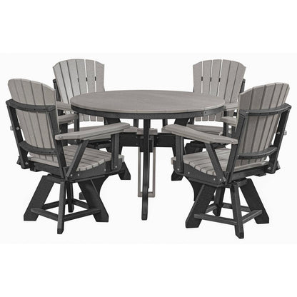 Round Dining Set, 5-Piece, All-Weather HDPE, Umbrella Hole, Gray