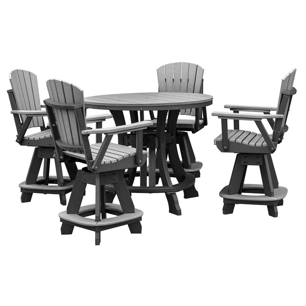 5-Pc Round Dining Set, Light Gray, Counter Height, Poly