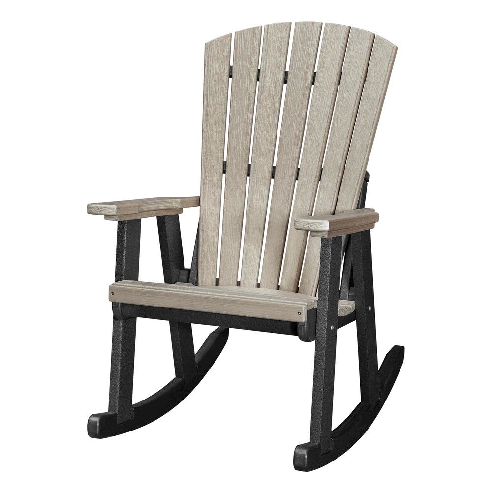 Fan Back Rocking Chair, Single Seat, All-Weather Poly Lumber, Brown