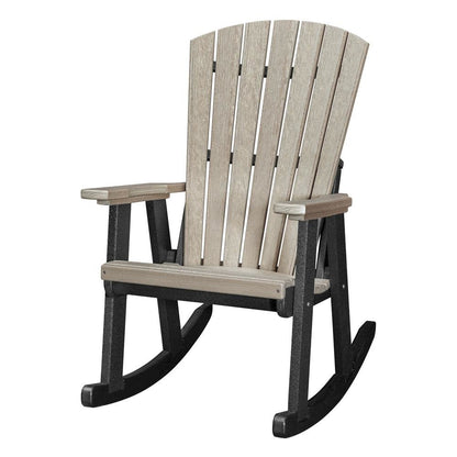 Fan Back Rocking Chair, Single Seat, All-Weather Poly Lumber, Brown