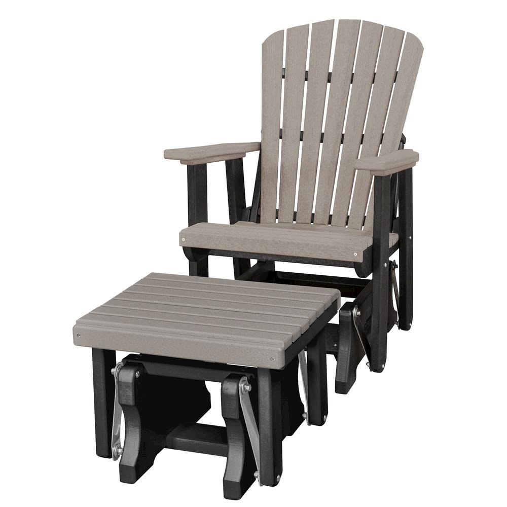 Fan Back Glider and Ottoman, 2-Piece Set, All-Weather HDPE, Gray